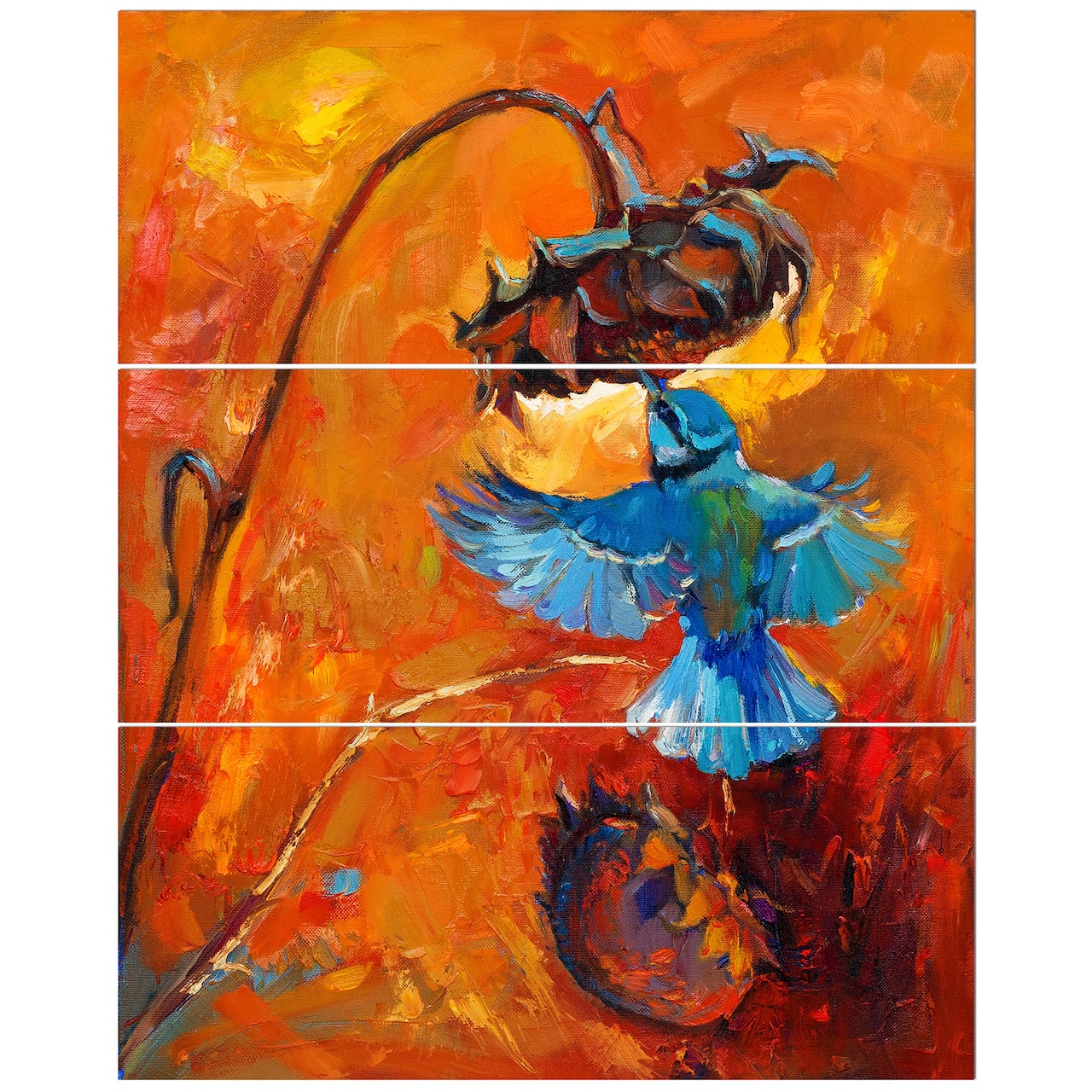 Designart - Hummingbird - Animals Painting Print on Wrapped Canvas set
